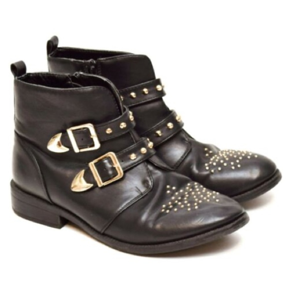 Funky Buckle Studded Boots by Wanted